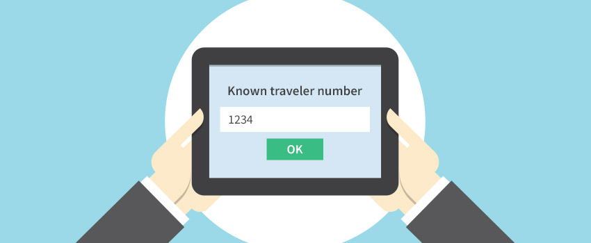 Tablet with Known traveler number field displayed in flat design - ASAPtickets travel guide