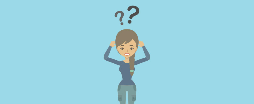 Woman with question marks above her head in flat design - ASAPtickets Travel guide