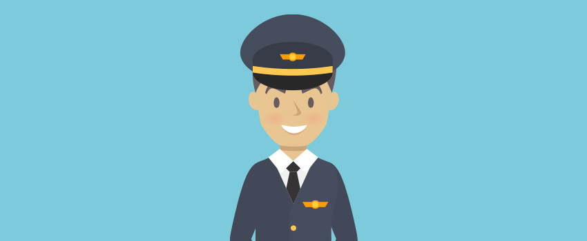 Airplane's captain in flat design - ASAPtickets travel blog