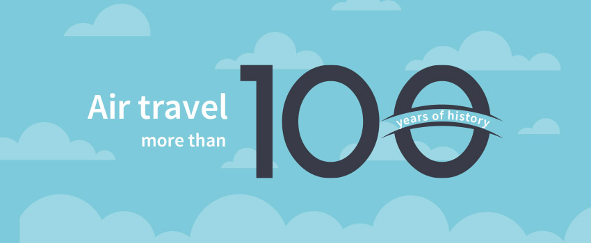 Picture of air travel 100 years of history created in flat design - ASAPtickets travel blog