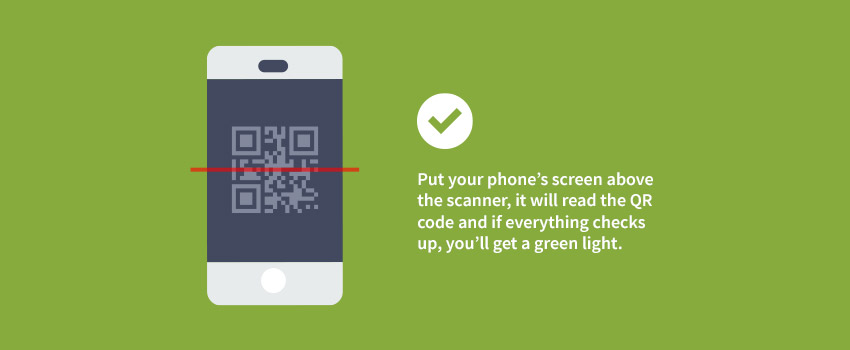 Phone with a mobile boarding pass / QR code displayed in flat design - ASAPtickets travel blog