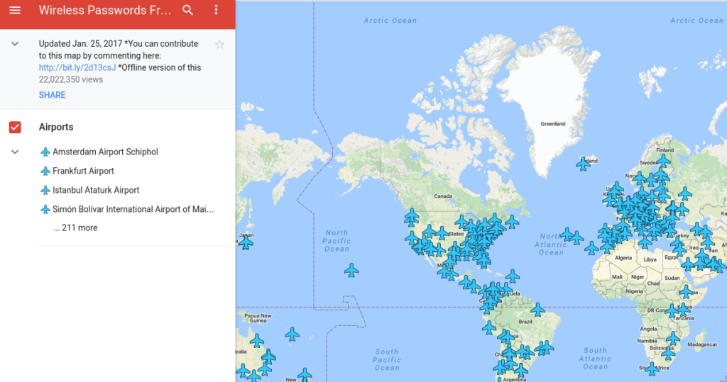Interactive WiFi Passwords Map | Free Airport WiFi Passwords