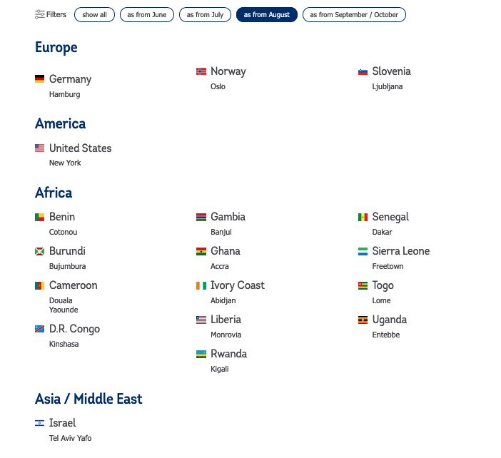 Brussels Airlines New Destinations in Summer and Fall