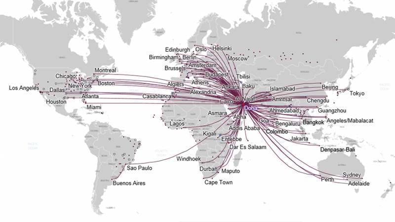 qatar airways travel map