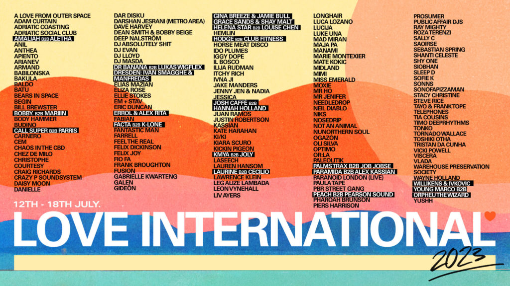 European music festivals include electronica festivals like Love International