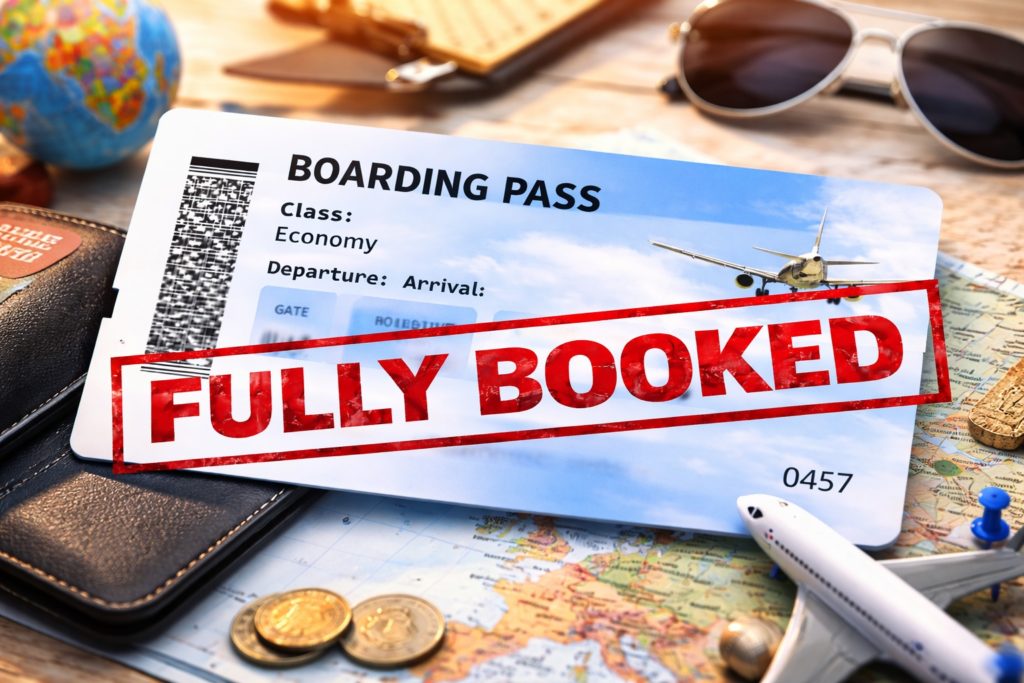 A travel agent can help you get a seat on a flight that is fully booked